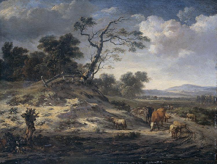 Jan Wijnants Landscape with cattle on a country road. China oil painting art